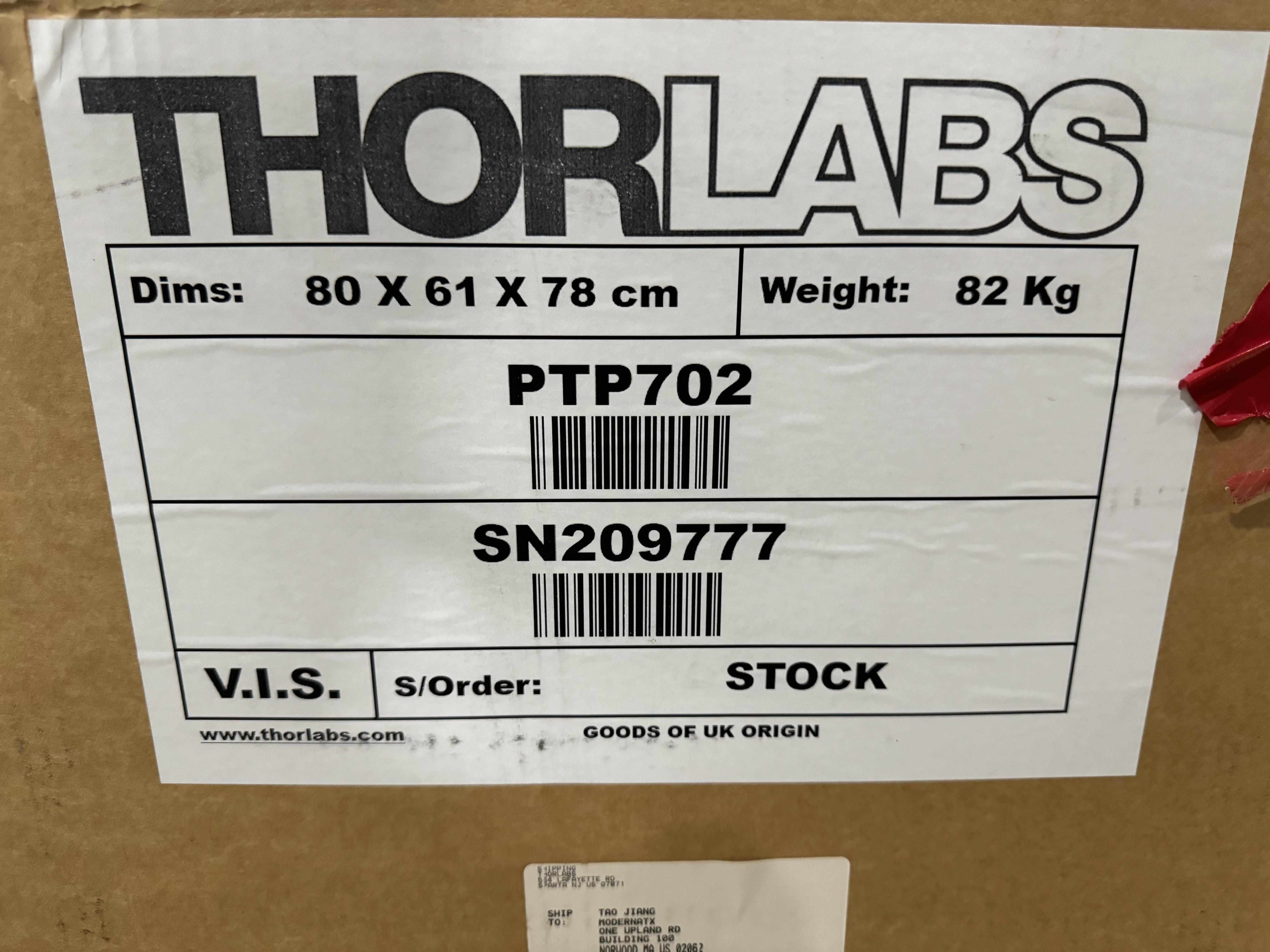 THORlabs PTP702 Vibration Isolation Table Supports 4pc Pneumatic System