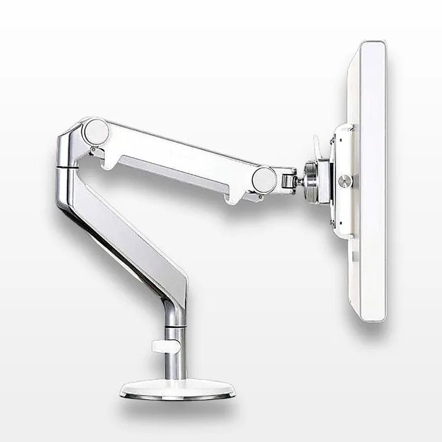 Humanscale M8 Clamp Mount Dual Monitor Arms Set, Polished Aluminum, New