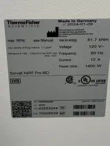 Thermo SORVALL X4RF PRO-MD Refrigerated Centrifuge 120V
