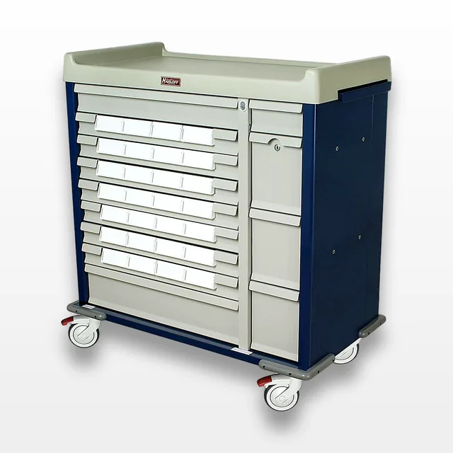 Harloff SL28BIN5 Medication Cart with 28 Bins, Dual Column