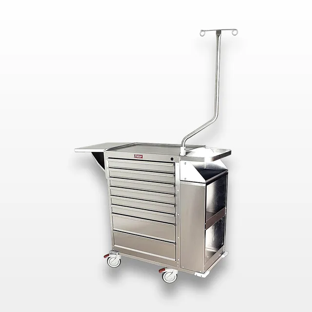 Harloff 6025 Stainless Steel Medical Cart with Storage Features