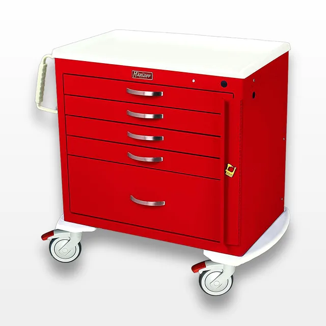 Harloff MDS3021B15 Medical Cart with Lock Options, Antimicrobial Top