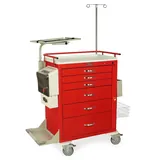 Harloff M-Series Tall Emergency Crash Cart, 6 Drawers, Hammertone Red