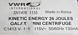 VWR Galaxy Mini Centrifuge KINETIC Energy 26 Joules, Max Speed 6000 RPM