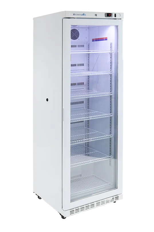 K2 Scientific K214GDR 14 cu ft Glass Door Refrigerator for Vaccine Storage