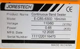 JORESTECH l E-CBS-630D Band Sealer, 120V, 60Hz, Dual-Fit, Motorized Belt