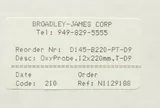 Broadley-James D145-B220-PT-D9 OxyProbe Dissolved Oxygen Sensor, 12mm