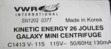 VWR Galaxy Mini Centrifuge C1413 6000 RPM 1.5/2.0 mL Tube Capacity