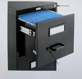 Uline H-1915BL Vertical File Cabinet 4 Drawer Black Steel Secure Storage