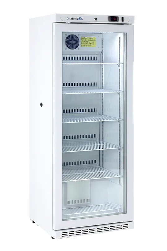 K2 Scientific K210GDR Life Science Glass Door Refrigerator 10 Cu Ft
