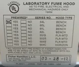 Hamilton SafeAire II Fume Hood UL 1805 Compliant with Gas Valves