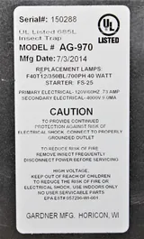 Gardner AG-970 Electrocutor Insect Trap 80W, Non-Chemical, 2500 sq. ft. Range