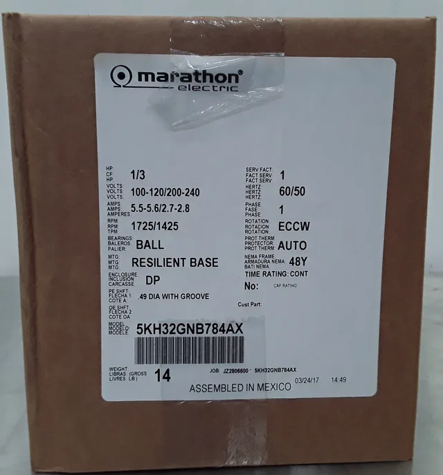 Marathon Electric Marathon Motor 5KH32GNB784AX 1/3HP 1725/1425RPM Electric Motor