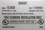 Summit FS60M-L 5.0 cu.ft. Energy Efficient All-Freezer, Manual Defrost