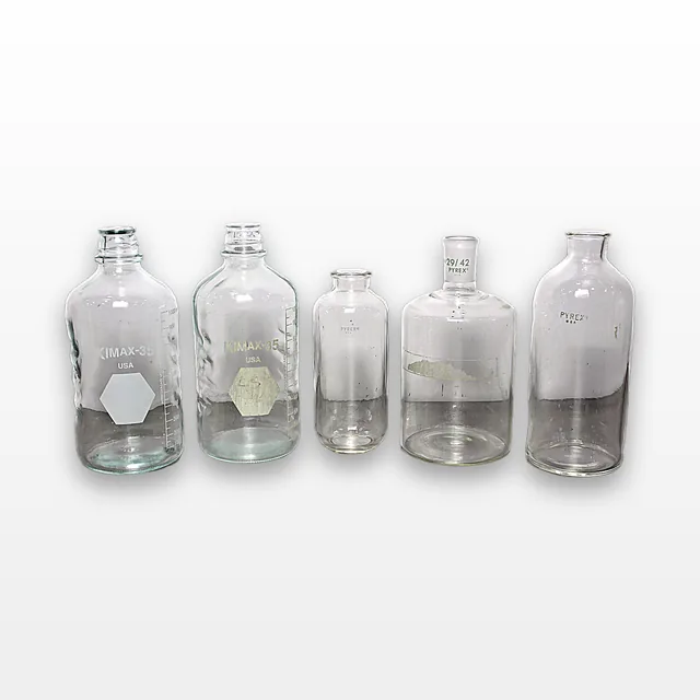 Pyrex Laboratory Glass Flasks Lot of 5 - Used, Ready for Laboratory Use
