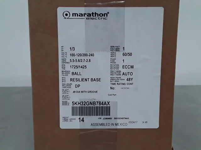 Marathon Electric Marathon Motor 5KH32GNB784AX 1/3 HP Motor 1725 RPM