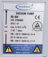Vacuubrand RE 6W Rotary Vane Vacuum Pump 120/220V 50/60Hz Advanced Lab Use
