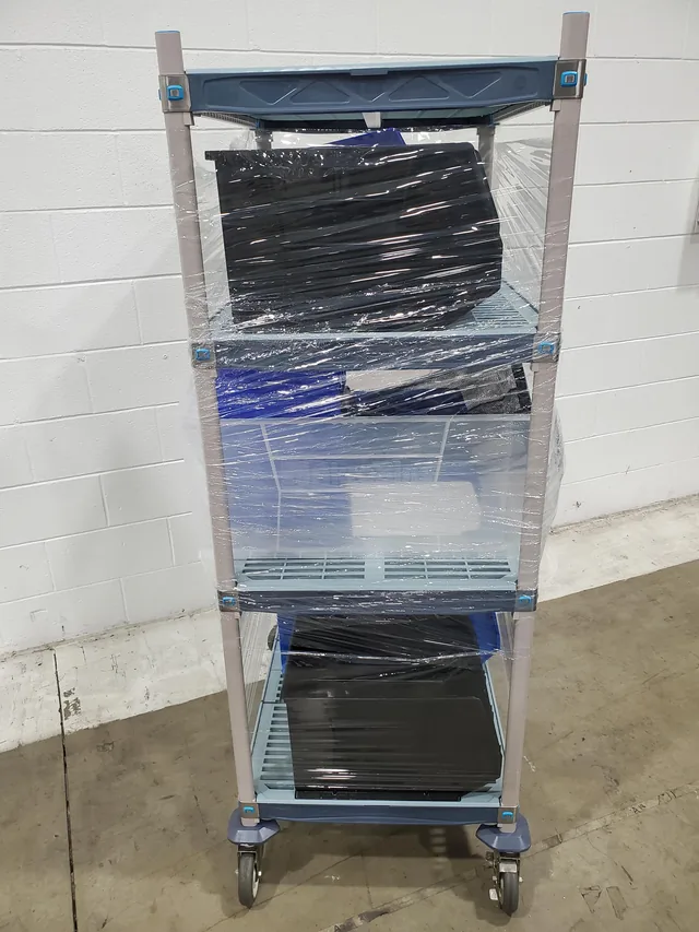 Metro Max Microbial Cart for Storage with Plastic Bins and 3 Shelves - Used