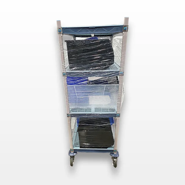 Metro Max Microbial Cart for Storage with Plastic Bins and 3 Shelves - Used