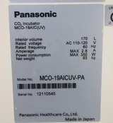 Panasonic MCO-19AICUV-PA CO2 Incubator, VG Condition, 120V 60Hz