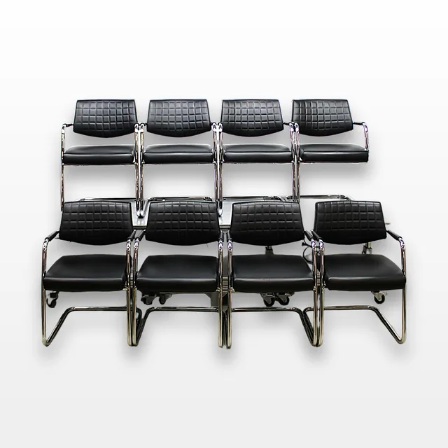SitLand Stabilimento di Nanto VI Office Chair Set of 8 Black Eco-Leather