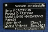 Sumitomo Cyclo HBB Helical Buddybox Gear Motor, 10 HP, 45.5 RPM