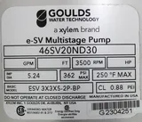 Goulds Water Technology e-SV Multistage Pump 46SV20ND30 Viton Seal 240 GPM