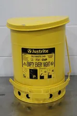 Justrite 09101 Oily Waste Can 6 Gal Yellow Steel FM Approved