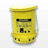 Justrite 09101 Oily Waste Can 6 Gal Yellow Steel FM Approved