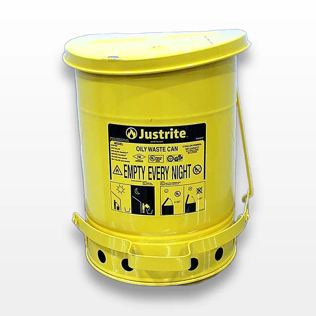 Justrite 09101 Oily Waste Can 6 Gal Yellow Steel FM Approved