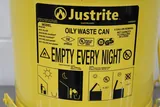 Justrite 09101 Oily Waste Can 6 Gal Yellow Steel FM Approved