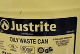 Justrite 09101 Oily Waste Can 6 Gal Yellow Steel FM Approved