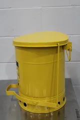 Justrite 09101 Oily Waste Can 6 Gal Yellow Steel FM Approved