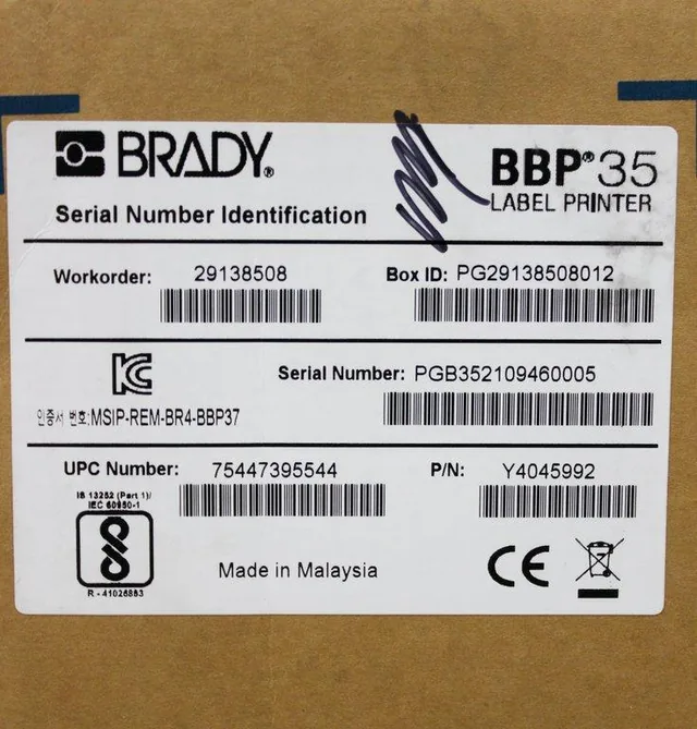Brady BBP35 Label Printer - New Condition with High Precision Printing