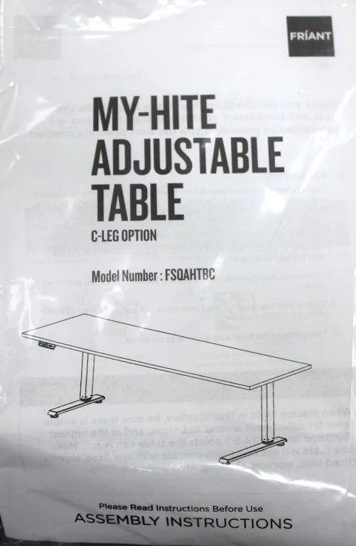 FRIANT C-LEG FSQAHT.BF.S3 My-Hite Adjustable Table Furniture Desk