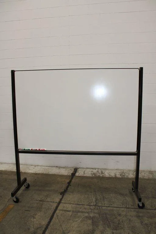 Egan Visual Whiteboard Large Rolling with Bulletin Board, Good Condition