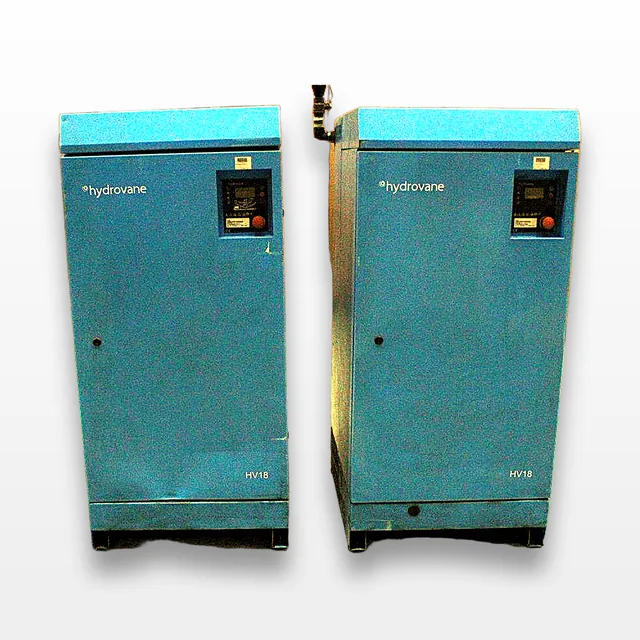 Hydrovane HV18 Rotary Vane Compressor Set of 2 with Tank, Fair Condition