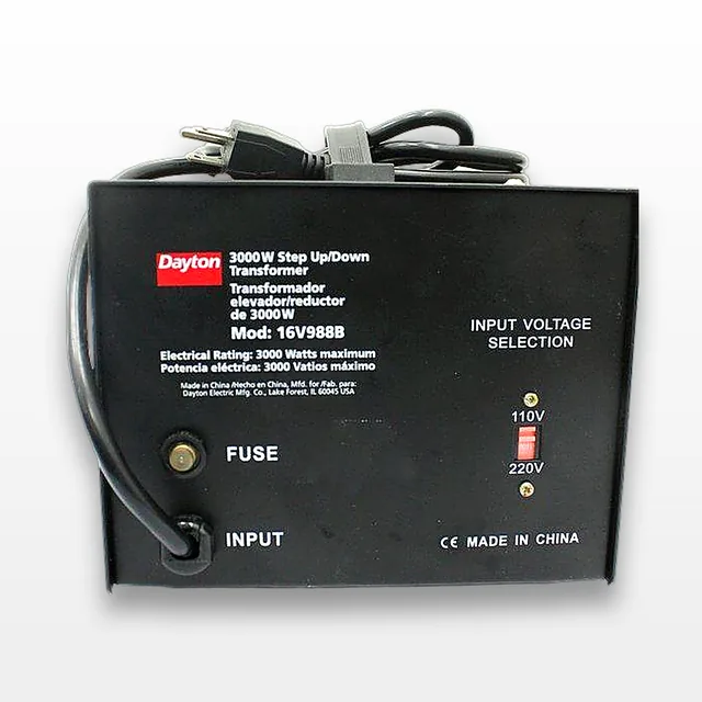 Dayton 3000W Step Up/Down Transformer 16V988B Reliable Dual Voltage 110-220V