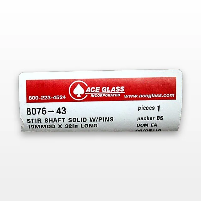 Ace Glass 8076-43 Stir Shaft Solid with Pins 19MMOD x 32" New Set