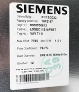Siemens LGSEC11S18FBBT Supply Air Terminal for Laboratory VAV System