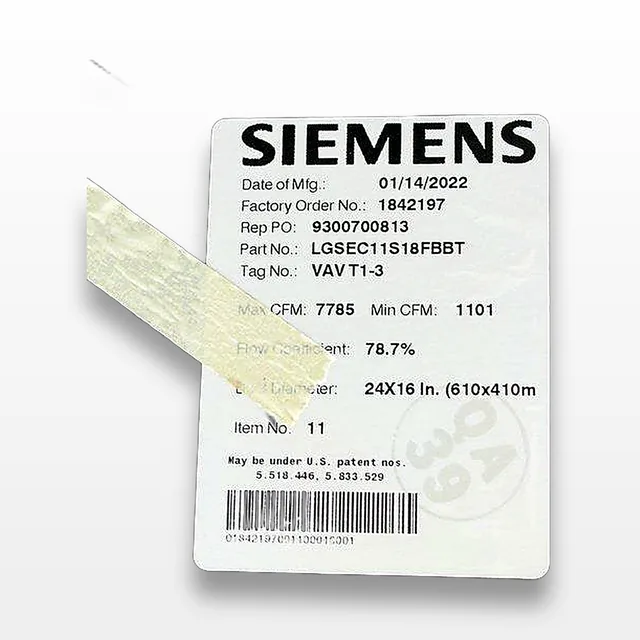 Siemens LGSEC11S18FBBT Lab Air Terminal, 2022, Good Condition