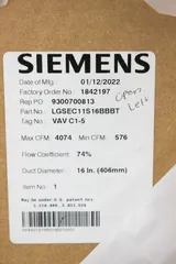 Siemens LGSEC11S16BBBT Laboratory Room Supply Air Terminal New