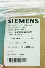 Siemens LGSMX11S12OOBT Laboratory Room Supply Air Terminal EV T1-4 Unused