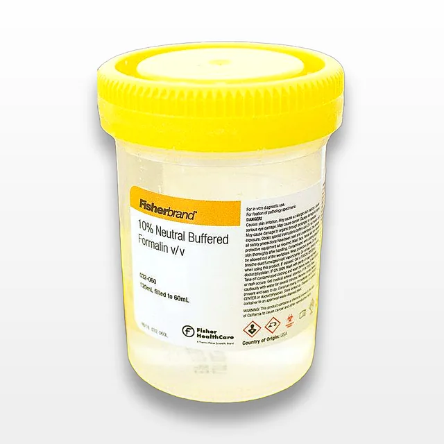 Fisherbrand 10% Buffered Formalin Container 120mL Leakproof Graduated