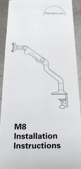 Humanscale M8 Clamp Mount Dual Monitor Arms Set, Polished Aluminum, New