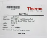 Thermo Scientific AB-0745 Easy Peel Heat Sealing Foil Sheets, 7800 Sheets