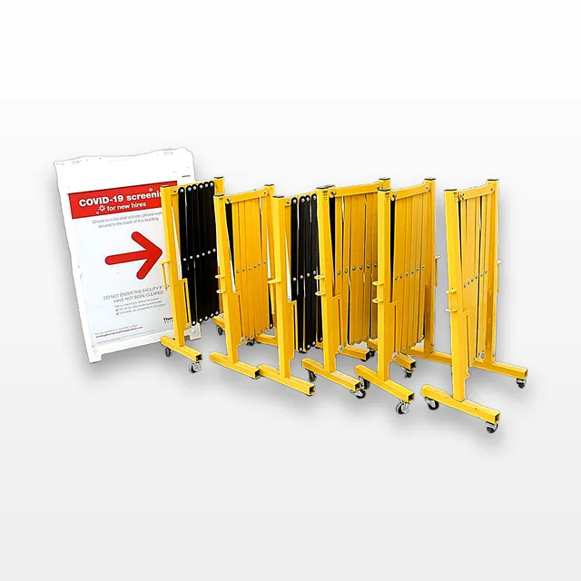 Uline H-2733, H-2734 Portable Folding Safety Barrier Set with Frame Sign Holder
