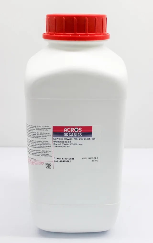 Acros Organics Dowex 50WX8 Ion-Exchange Resin, 100-200 Mesh, 2.5 kg
