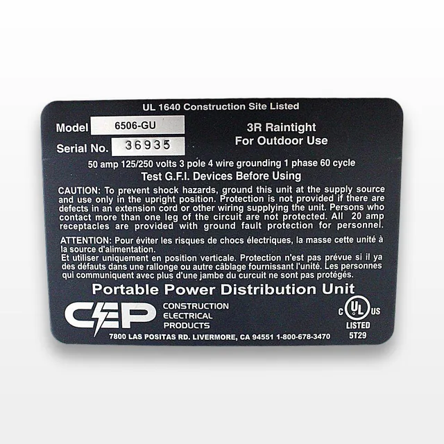 CEP 6506-GU Portable Power Distribution Unit Outdoor Use 120V/220V