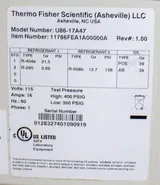 Thermo U86-17A47 Ultra Low Temperature Freezer -80C Cold Storage